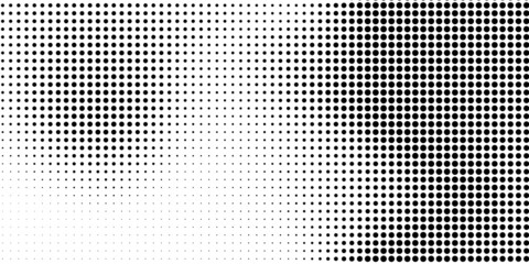 Halftone dotted background. Black dots in modern style on a white background.