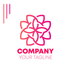Pink Flower Abstract Lineart Logo Design