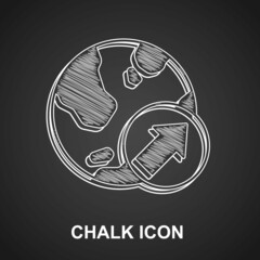 Chalk Financial growth increase icon isolated on black background. Increasing revenue. Vector