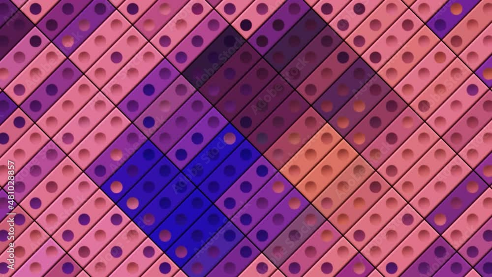 Poster animation background with glowing mosaic tiles. motion. moving dance floor with transforming squares