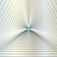 Gray and green metal triangle Tunnel on a metal background. Vector illustration.