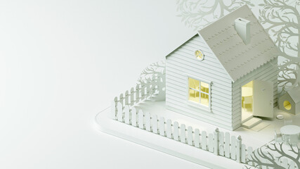 Background with toy layout house close up