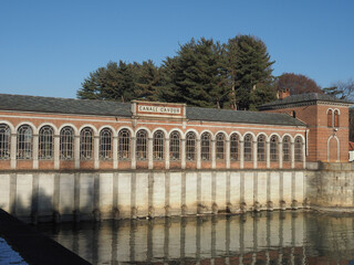 Building at the opening of Canale Cavour canal in Chivasso