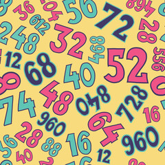 Seamless pattern with digits and numbers.