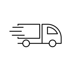 Icono de camión de carga. Servicio de entrega a domicilio