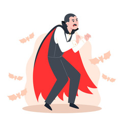 Cartoon character at Halloween party dressed as a vampire