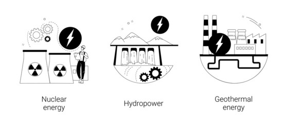 Energy sources abstract concept vector illustrations.