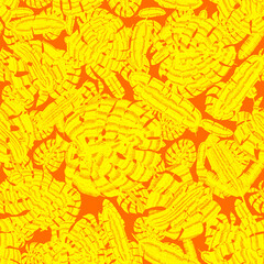 Modern abstract seamless pattern with creative colorful tropical leaves. Retro bright summer background. Jungle foliage illustration. Swimwear botanical design. Vintage exotic print.	