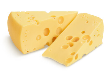 piece of cheese isolated on white background with clipping path and full depth of field