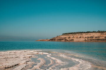 Fototapeta premium The Dead Sea where you can float on the salt. in jordan