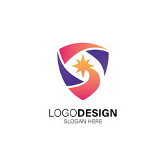 Obraz premium Colorful shield for secure and business logo design