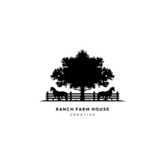 Ranch farm horse logo design vector icon symbol or sign