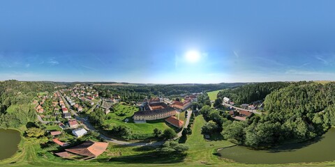 historical old building Zeliv Premonstratensian monastery scenic aerial panorama view Czech...