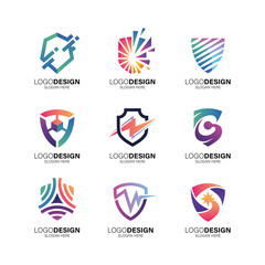 set shield technology logo design