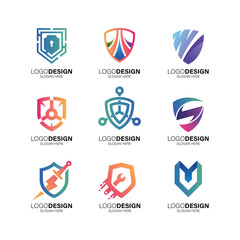 set shield technology logo design