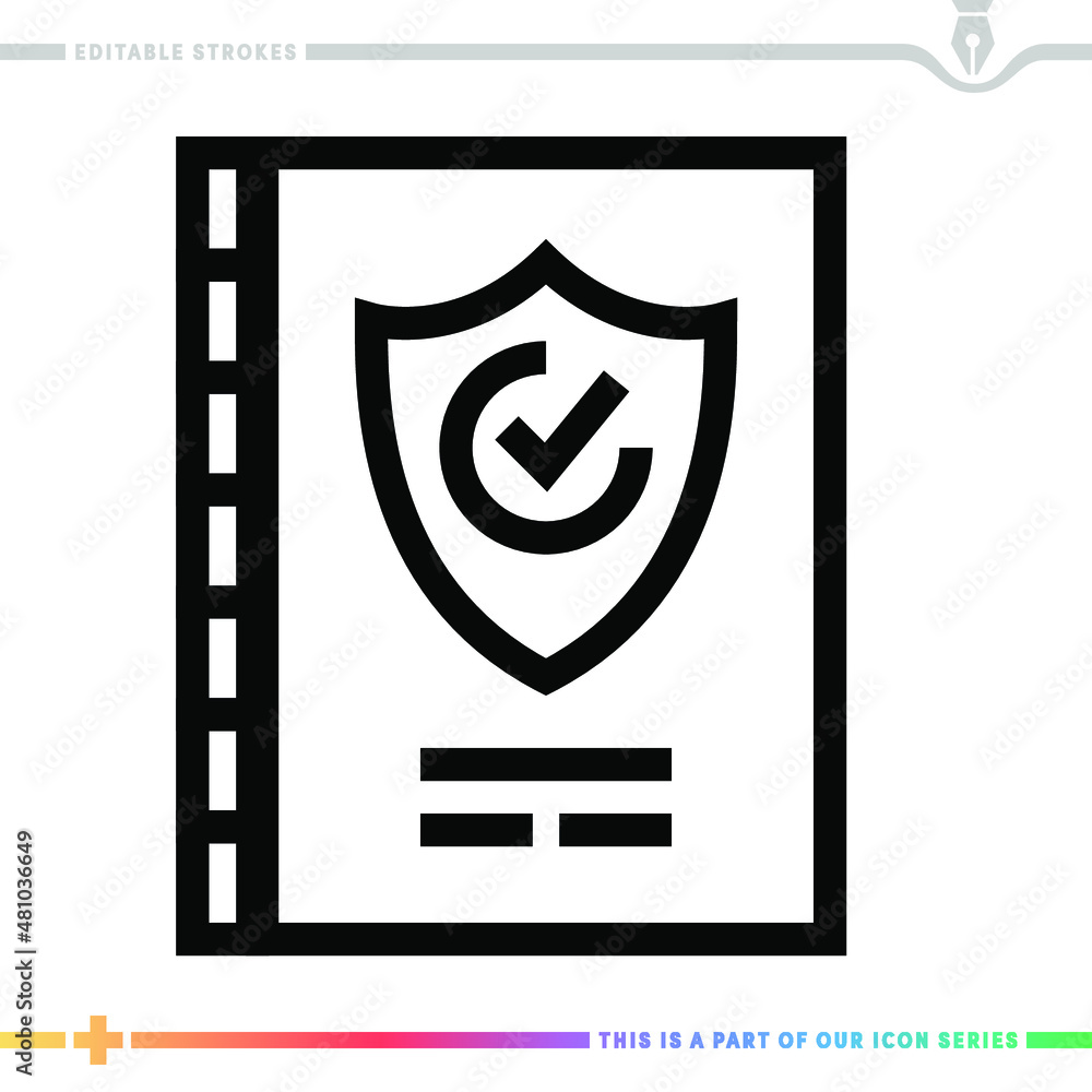 Poster line icon for security clearance illustrations with editable strokes. this vector graphic has custom