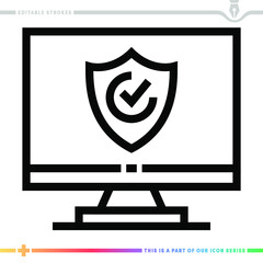 Line icon for trusted computer system illustrations with editable strokes. This vector graphic has customizable stroke width.