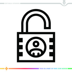 Line icon for identity authentication illustrations with editable strokes. This vector graphic has customizable stroke width.