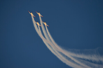 Aircraft with propellers are flying in the sky of the country, in Israel
