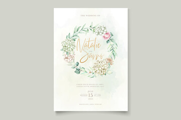 elegant hydrangea and roses invitation card set