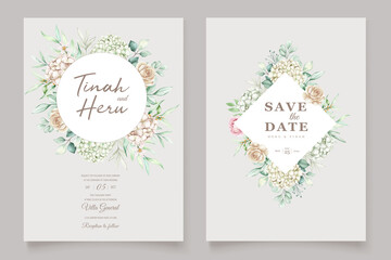 Obraz na płótnie Canvas elegant hydrangea and roses invitation card set