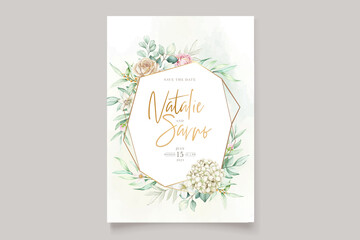 elegant hydrangea and roses invitation card set