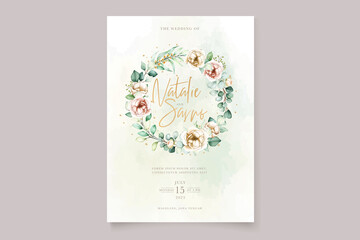 elegant peonies and roses invitation card set
