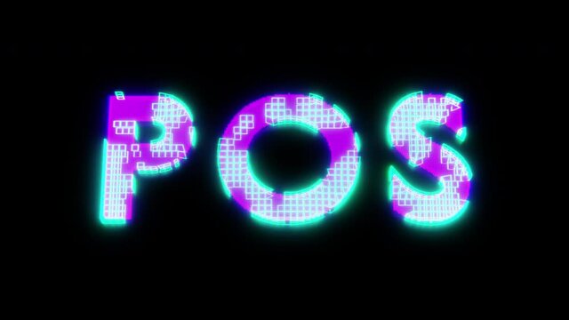 3D Animation of Holographic style Neon Head Up Display (HUD) of Proof of Stake or Point of Service (POS) 