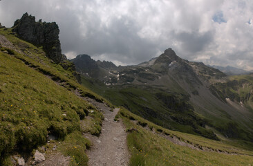 Terrain of the 5-lakes walk on the Pizol, Swiss Alps