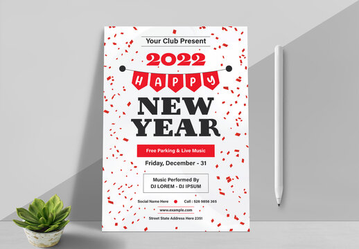 New Year Flyer Poster Layout Design
