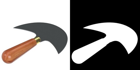 3D rendering illustration of a half moon knife