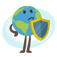 Planet Earth character with the shield