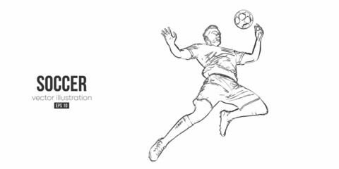 football soccer player man in action isolated white background. Vector illustration