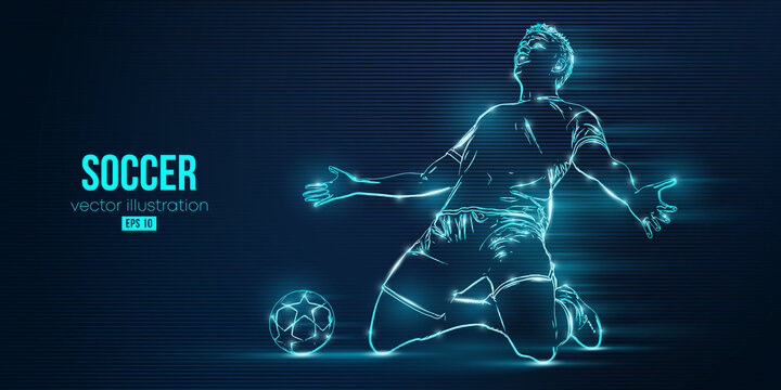 Fototapeta football soccer player man in action isolated blue background. Vector illustration