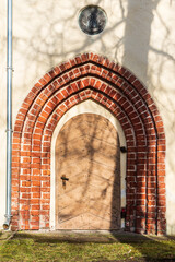 Beautiful doors of Kuldiga town lutheran church, Latvia