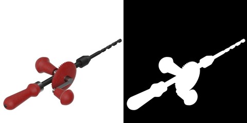 3D rendering illustration of a hand drill