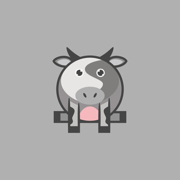 Cute Cow Logo Design Icon