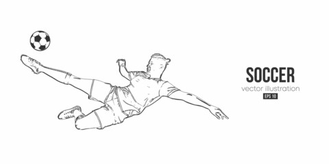 football soccer player man in action isolated white background. Vector illustration