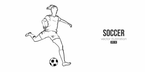 Fototapeta premium football soccer player woman in action isolated white background. Vector illustration
