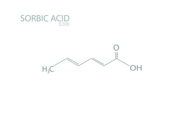 Sorbic acid (E200) molecular skeletal chemical formula.	