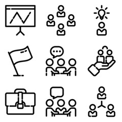 Business Flat Icon Set Isolated On White Background