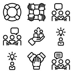 Business Flat Icon Set Isolated On White Background