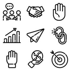 Business Flat Icon Set Isolated On White Background