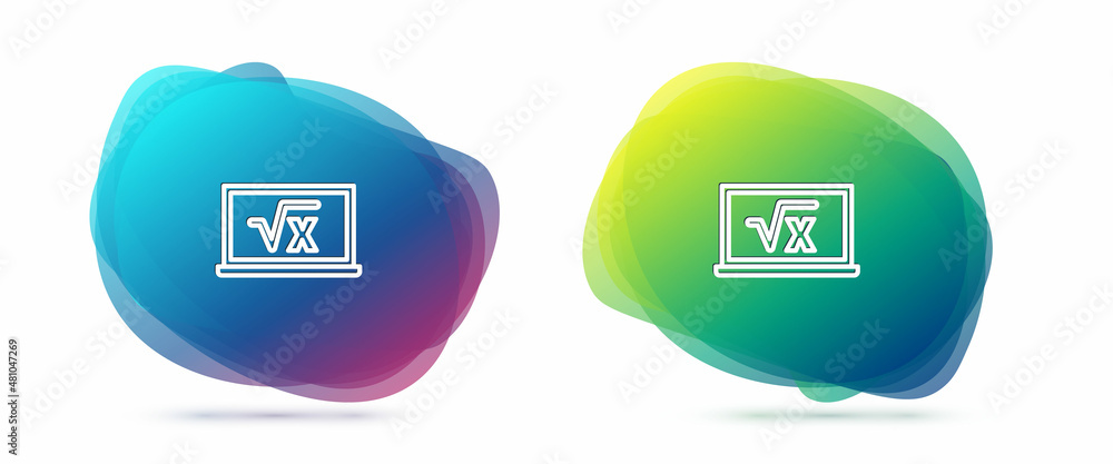Aufkleber set line square root of x glyph on chalkboard icon isolated on white background. mathematical expres