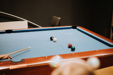 billiard pool table with balls