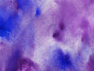 Abstract pastel watercolor background. Blue sky violet and pink pastel hand-painted watercolor texture on paper. Great for the fabric, backgrounds, wallpapers, covers and packaging.