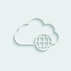 cloud icon with globe internet sign vector 