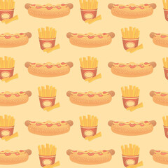Hot dog sausage concept fast food decoration background vector template