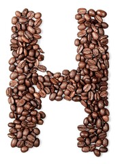 Alphabet letter of Brazilian black coffee beans