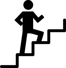 階段を登る人間のシンプルなピクトグラムイラスト